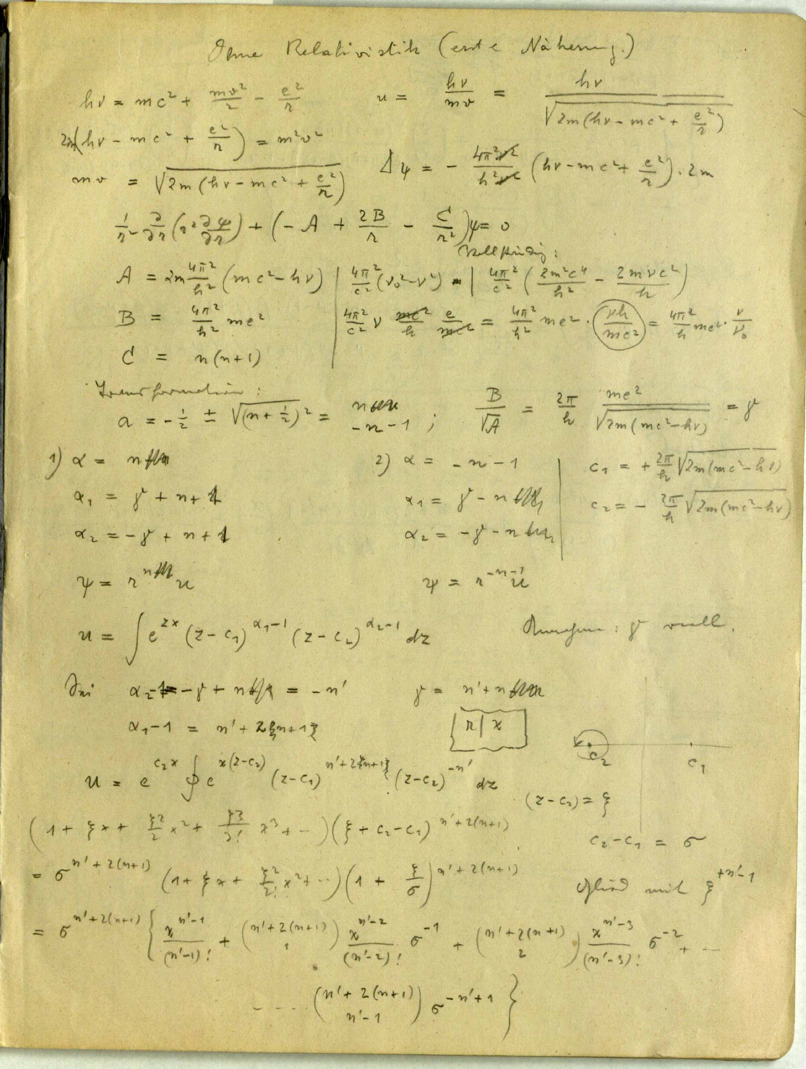 Fig. 4: Eigenwertproblem des Atoms I (Starkeffeckt), Erwin Schrödinger, Page1 (Image source: Universität Wien, Österreichische Zentralbibliothek für Physik)