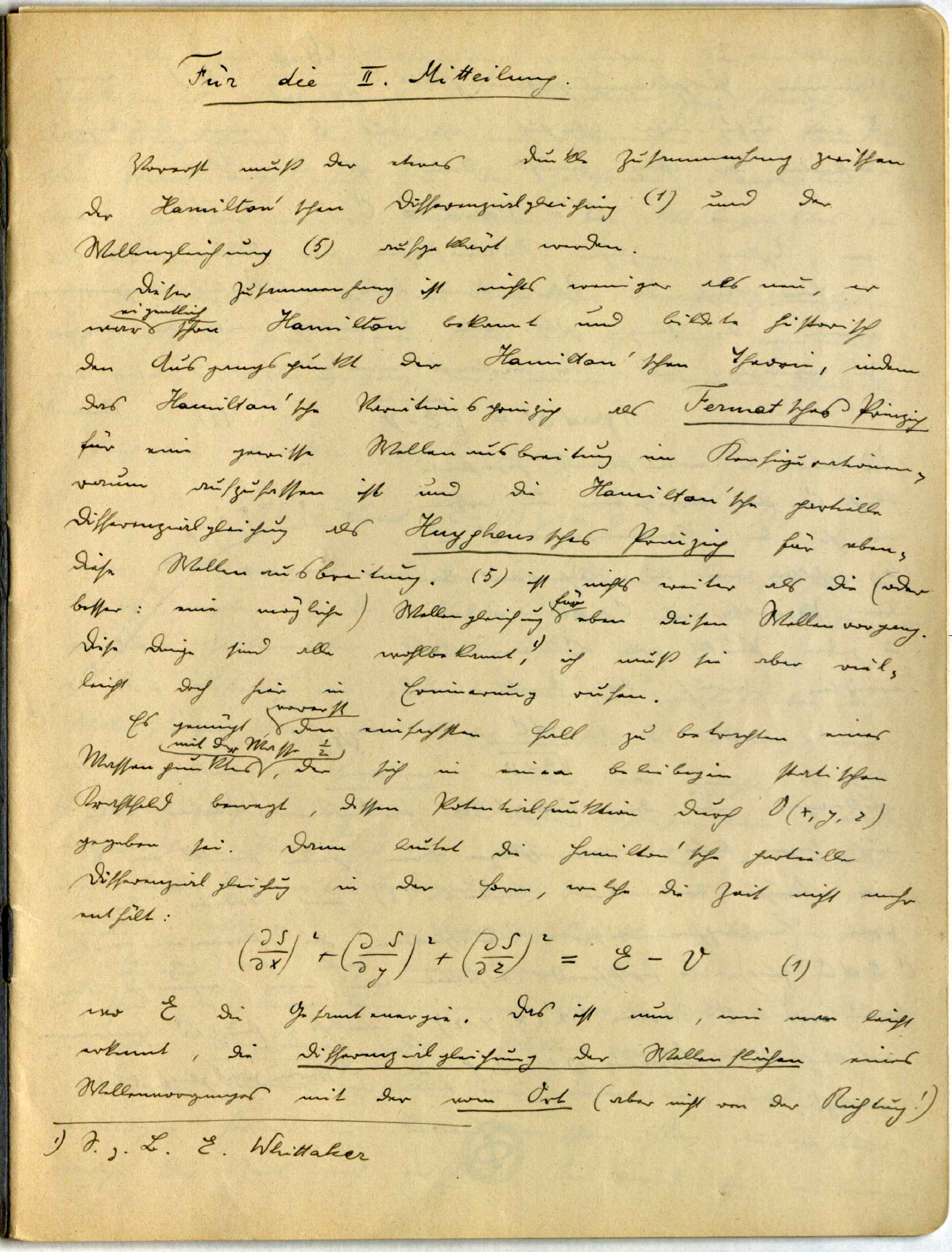 Fig. 6: Eigenwertproblem des Atoms II (Allgemeine Theorie, Starkeffekt, Strömungstheorie), Erwin Schrödinger, Page1 (Image source: Universität Wien, Österreichische Zentralbibliothek für Physik)